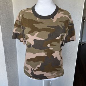 Madewell Pink  Camo 100% Cotton T-Shirt - size Large